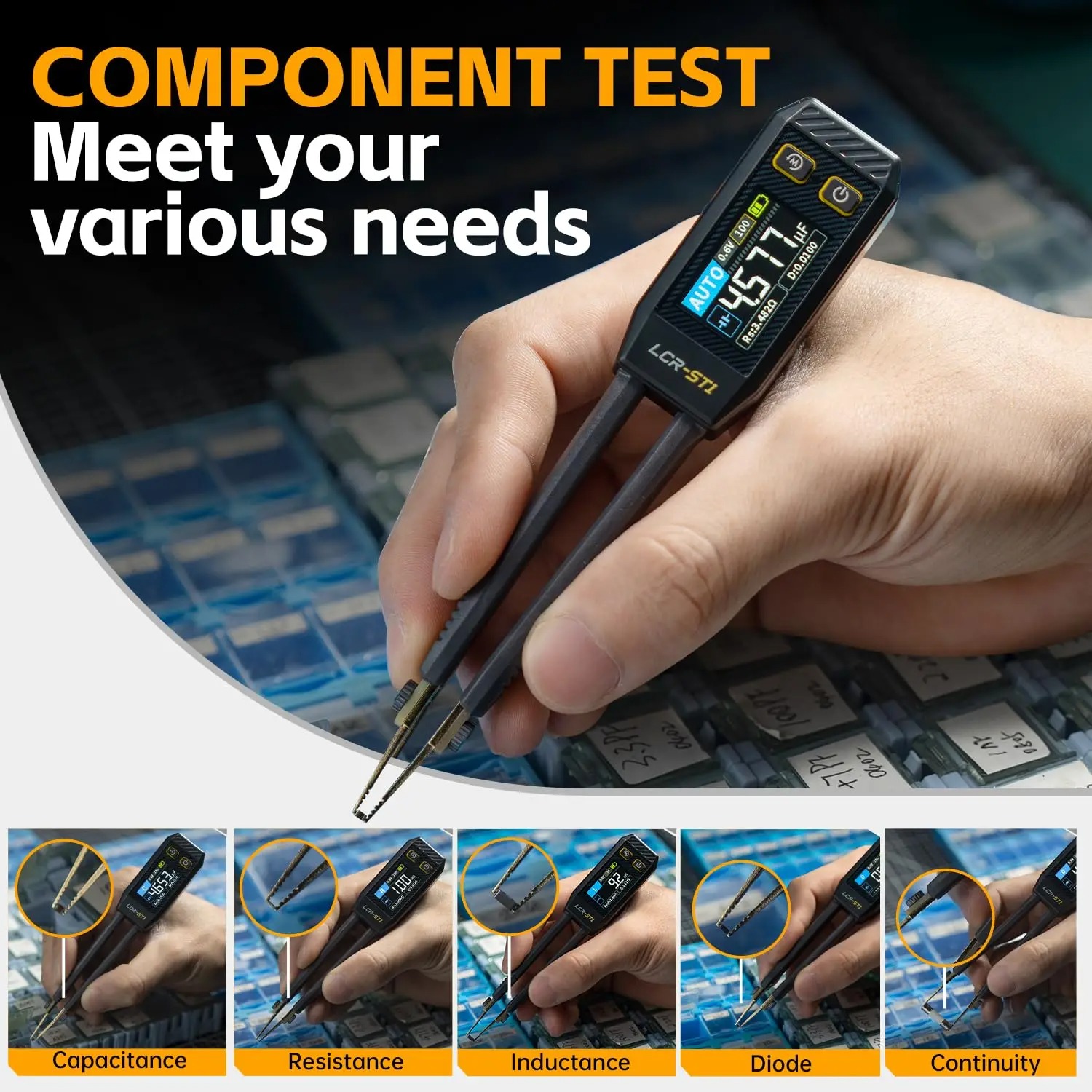 Smd Tweezer Set - FNIRSI LCR-ST1 Mini Pinça Inteligente LCR